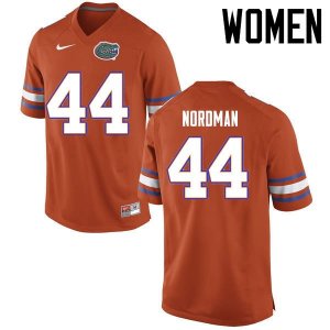 Women's Florida Gators #44 Tucker Nordman NCAA Nike Orange Authentic Stitched College Football Jersey DJY0262SY